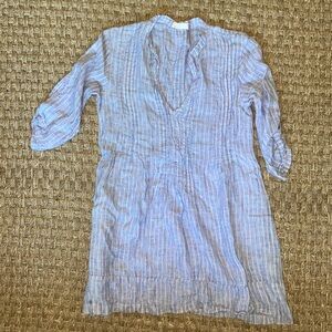 CP Shades Regina Tunic Linen Blue Striped Dress. Sz Small